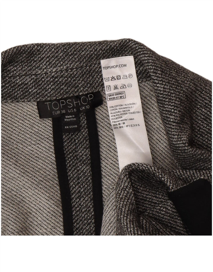 Topshop Chaqueta tipo blazer abierta larga para mujer UK 40 Small Gris Colorblock