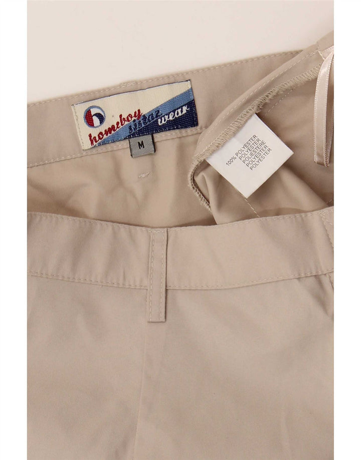 Vintage Mujer Mini Falda Mediana W28 Poliéster Beige