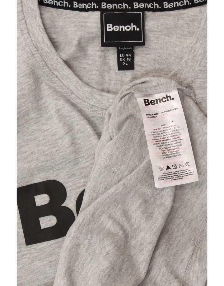 BENCH Camiseta gráfica para mujer Top UK 40 Grande Algodón moteado gris