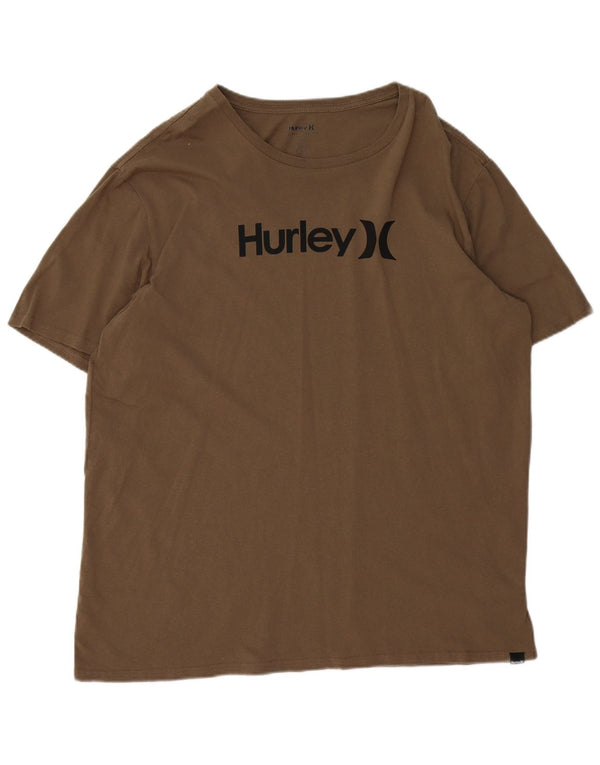 Hurley Hombre Camiseta Gráfica Top XL Caqui Algodón
