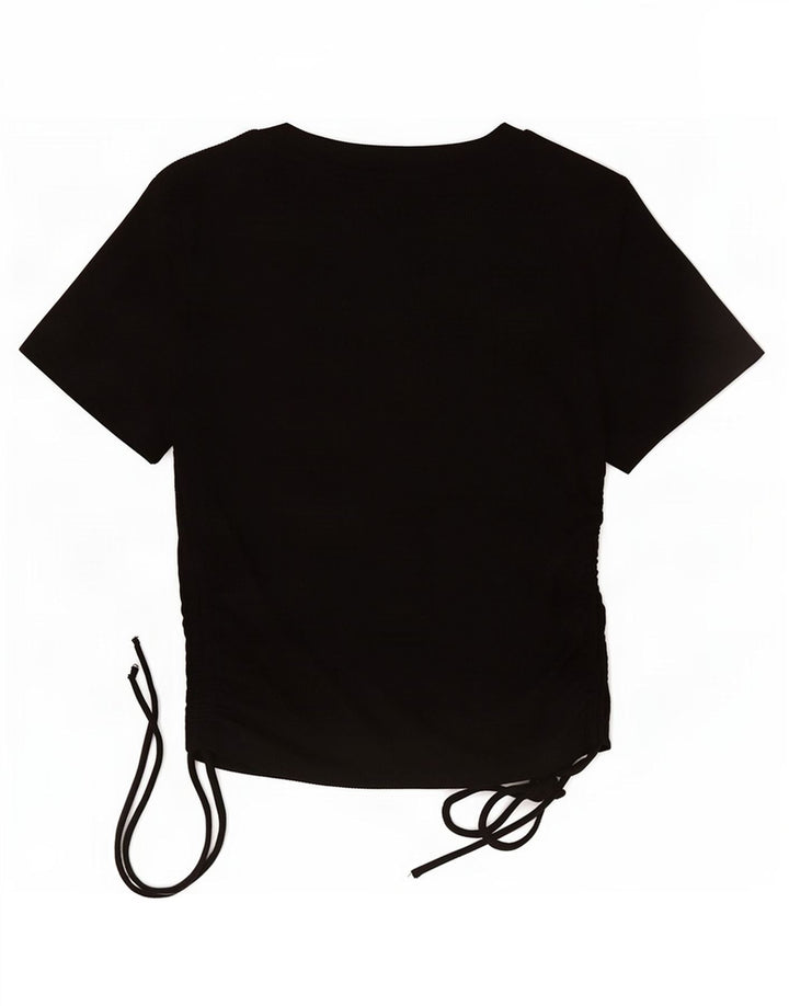 Zara Mujer Crop Top UK 42 Mediano Negro Poliéster