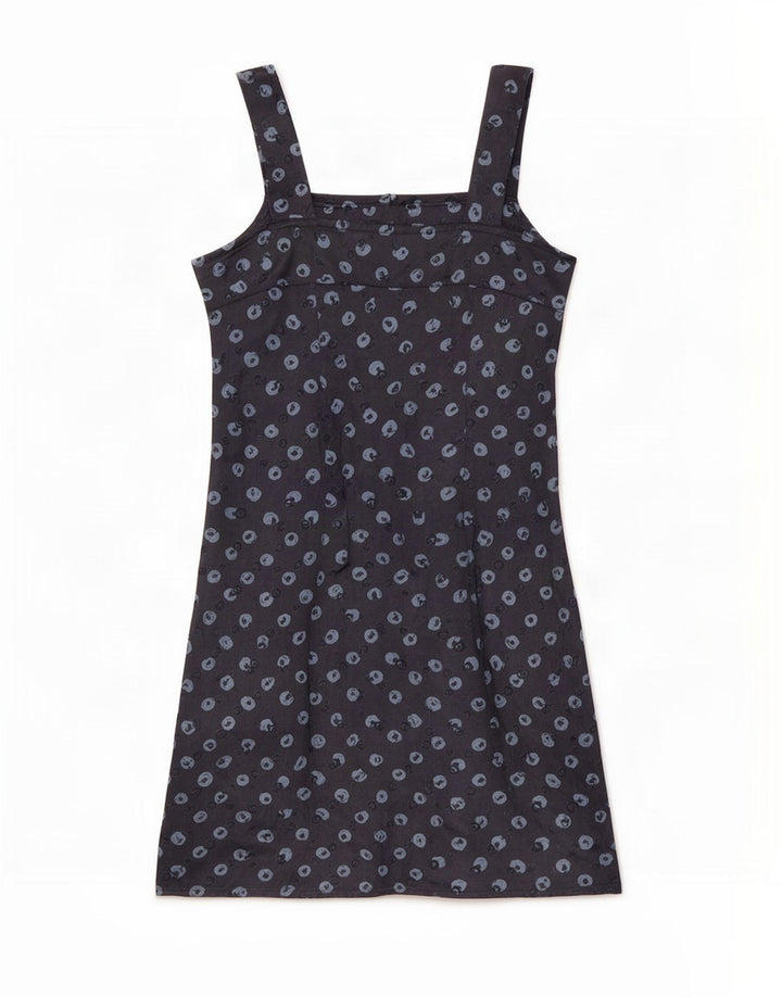 Benetton Vestido De Verano Con Estampado Abstracto Mujer UK 6 XS Azul Marino