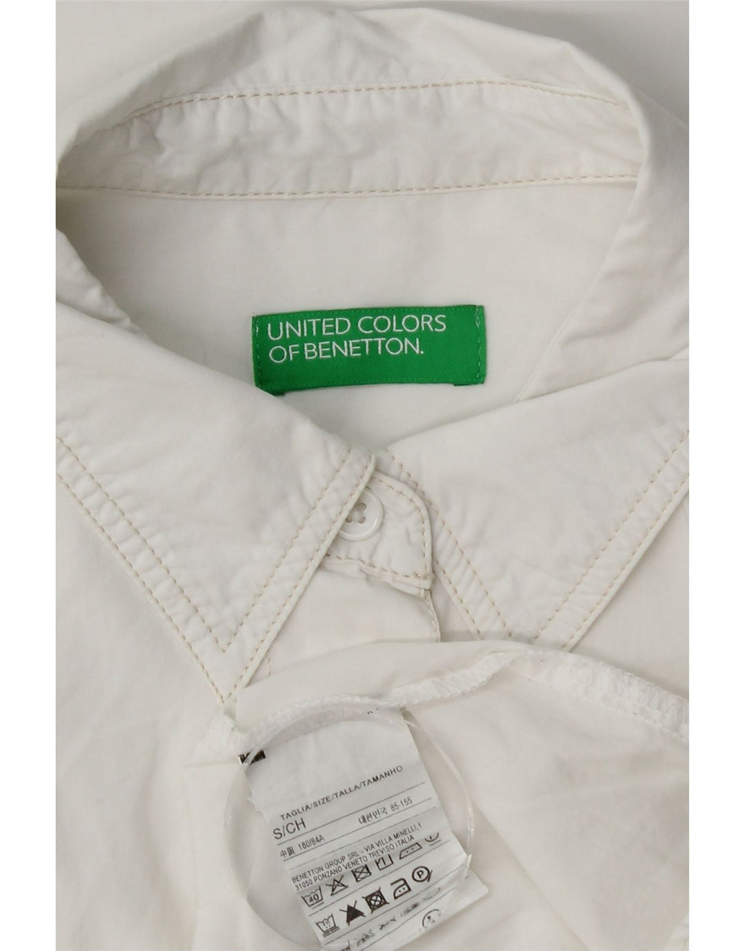 Benetton Camisa Extragrande Mujer UK 40 Small Algodón Blanco