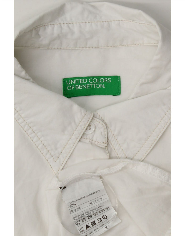 Benetton Camisa Extragrande Mujer UK 40 Small Algodón Blanco