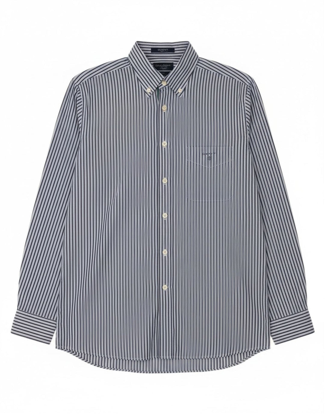 Camisa Gant Regular Fit De Algodón A Rayas Azul Medio |
