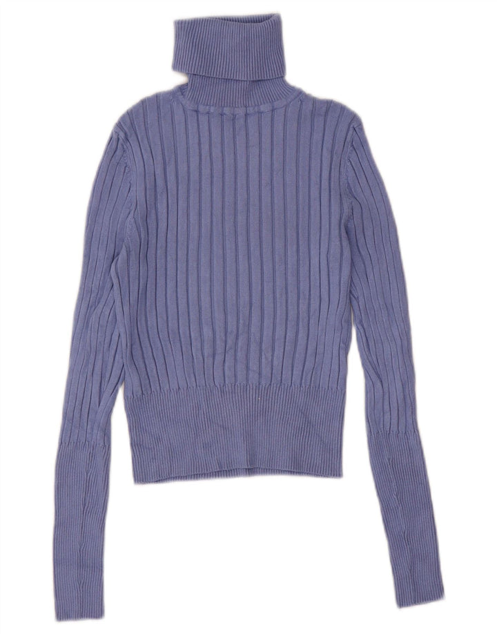 Zara Mujer Crop Oversize Roll Neck Jumper Sweater UK 12 Medio Púrpura