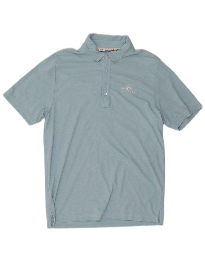 Travis Mathew Polo para hombre de algodón azul medio
