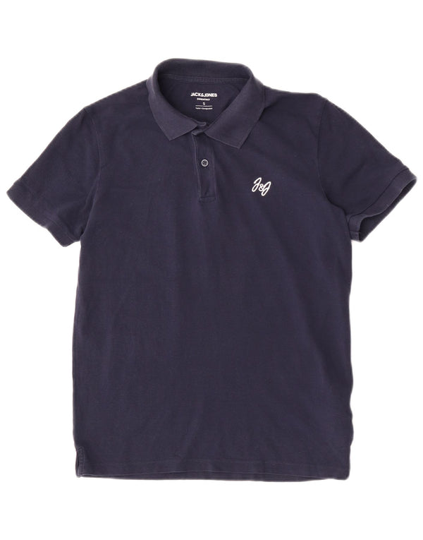 Jack & Jones Mens Polo Shirt Small Navy Blue Cotton