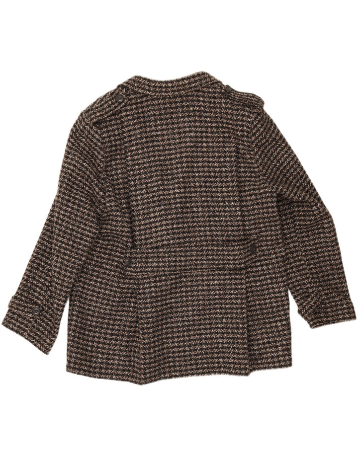 VINTAGE Womens 1 Button Military Blazer Jacket EU 44 Large Brown Check Vintage Vintage and Second-Hand Vintage from Messina Hembry 