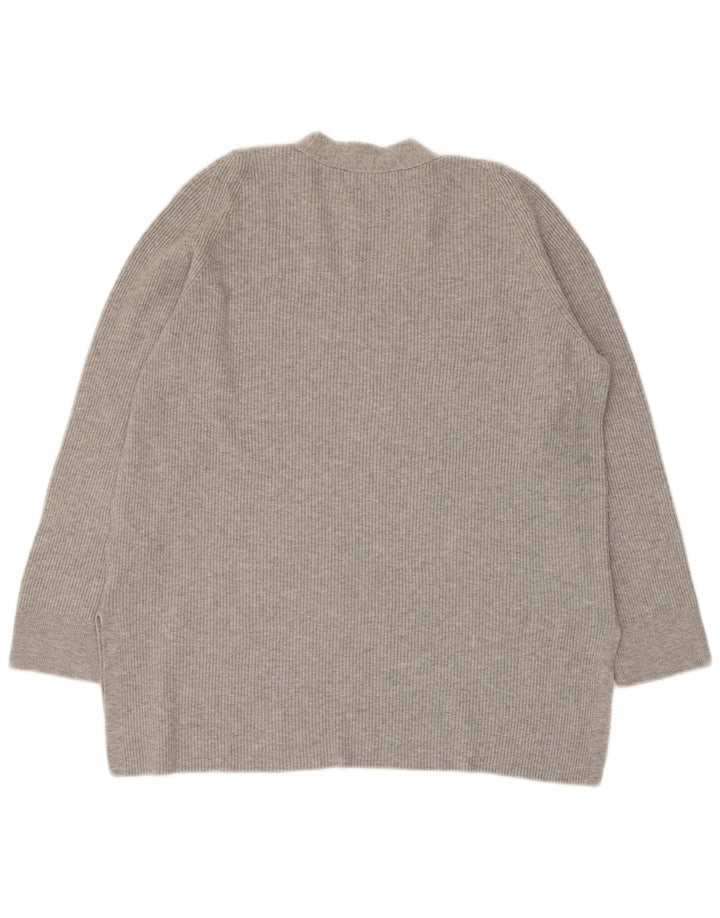 Marks & Spencer Suéter con cuello en V para mujer UK 44 Viscosa gris grande