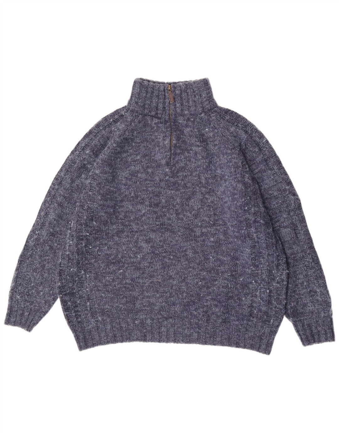 Marks & Spencer Jersey de corte regular con cuello y cremallera para hombre, talla grande, moteado en azul