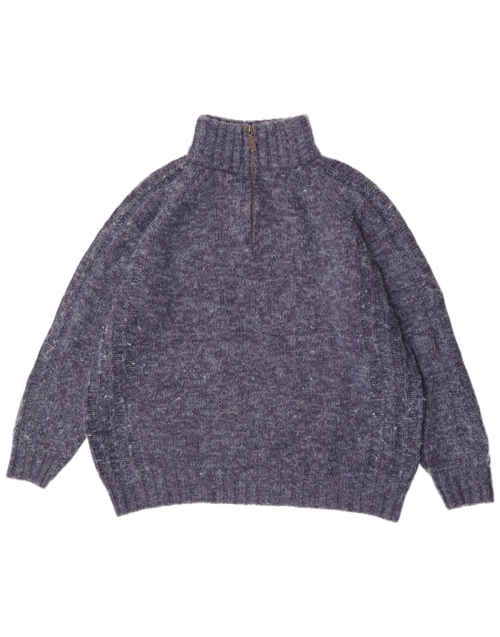 Marks & Spencer Jersey de corte regular con cuello y cremallera para hombre, talla grande, moteado en azul