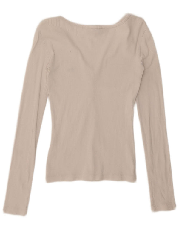 Lee Top corto para mujer de manga larga UK 6 XS Algodón blanco