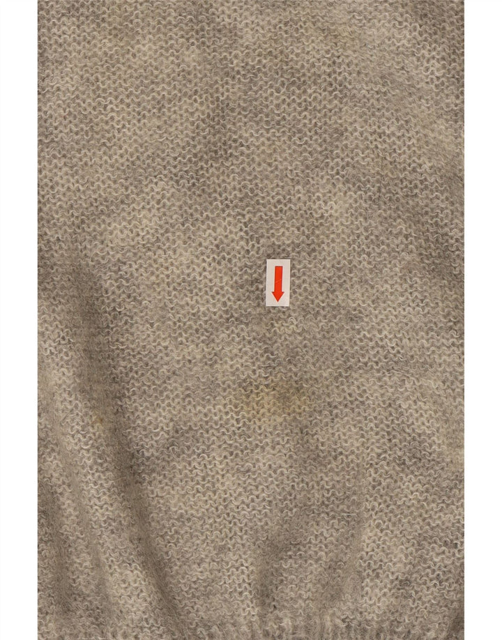 VINTAGE Mujer Cuello Tortuga Jersey Jersey Reino Unido 18 XL Gris Floral Mohair