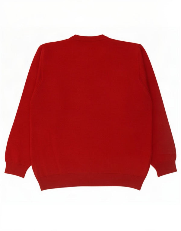 Lacoste - Jersey de cuello redondo para hombre, talla 5, lana roja grande