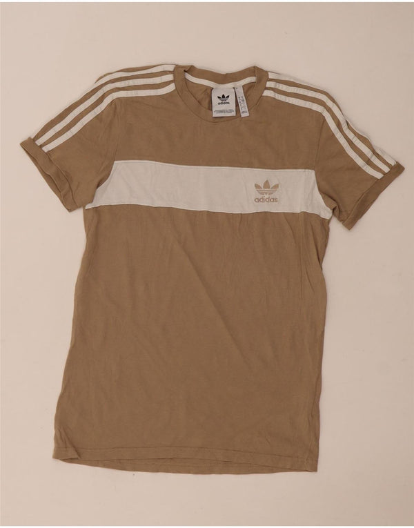 Adidas Hombre Camiseta Top Small Beige Colorblock Algodón