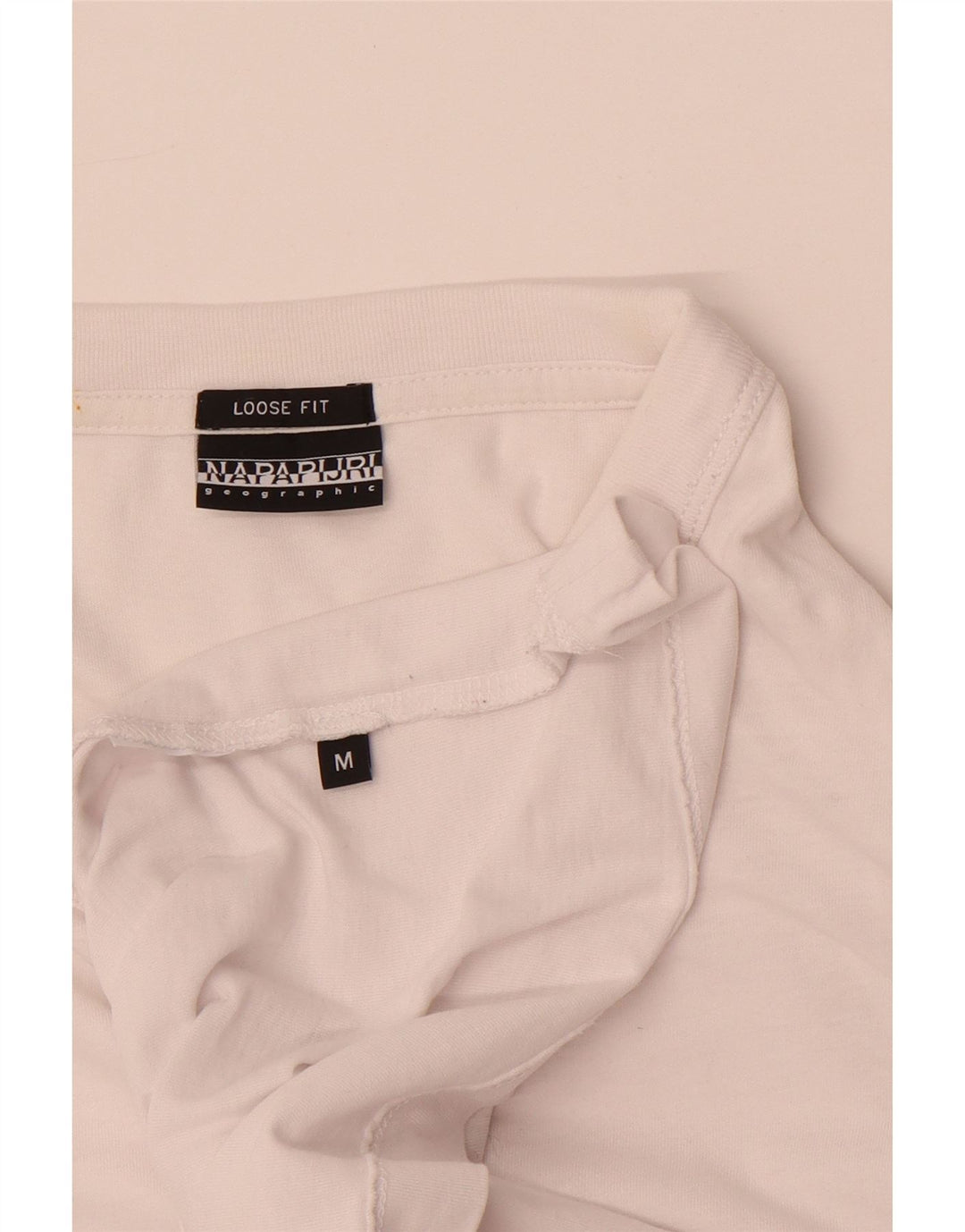 Napapijri Camiseta holgada Geographic para hombre, talla mediana, blanca