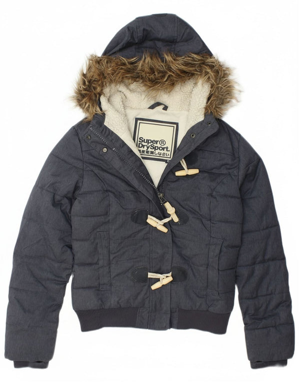 Superdry Chaqueta Bomber Acolchada Con Capucha Para Mujer UK 8 Small Poliéster Azul
