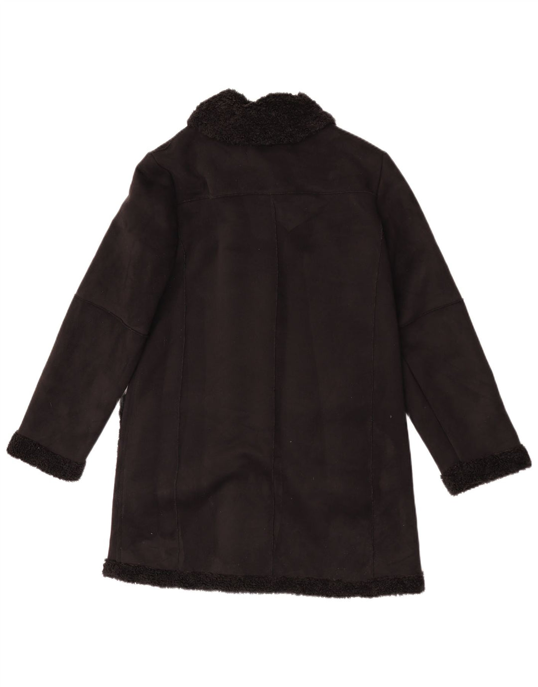 Zara Mujer Sherpa Abrigo Reino Unido 10 Pequeño Negro
