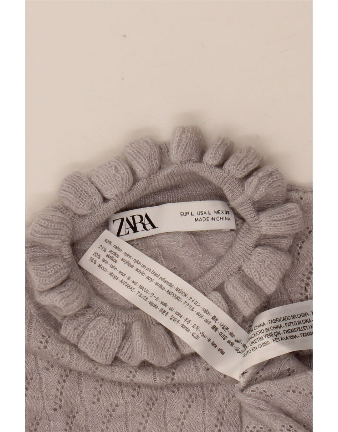 ZARA Jersey corto con cuello alto para mujer, talla 44, nailon morado grande