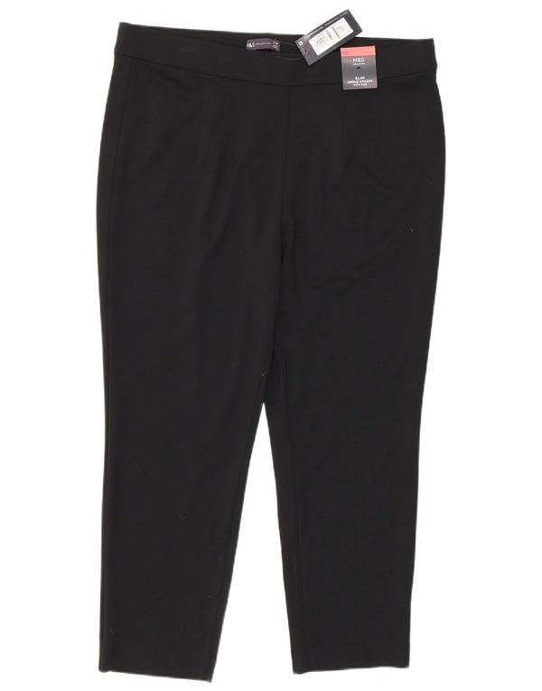 Marks & Spencer Pantalones Casuales de Cintura Alta para Mujer UK 18 XL W36 L26 Negro