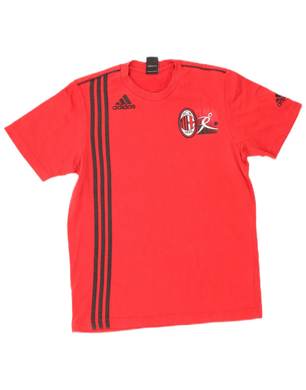 Adidas Mens AC Milan Graphic Camiseta Top Pequeño Algodón Rojo
