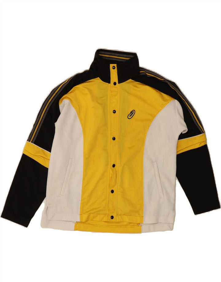 ASICS Mens Tracksuit Top Jacket Large Yellow Colourblock Polyester Vintage Asics and Second-Hand Asics from Messina Hembry 