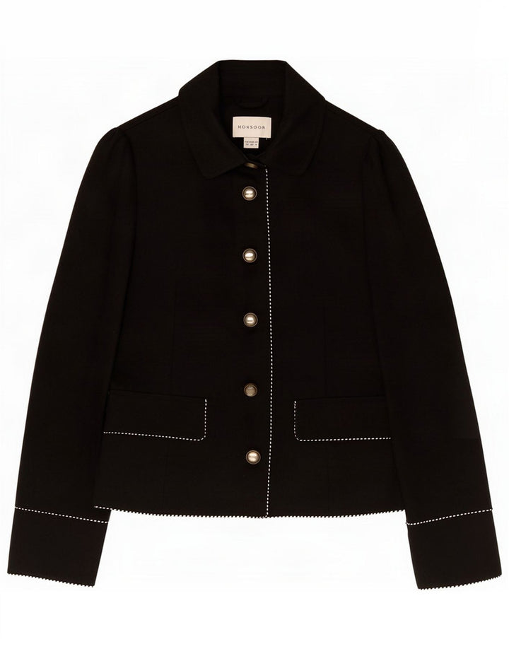 Chaqueta tipo blazer de 5 botones para mujer Monsoon UK 40 Small Black Cotton