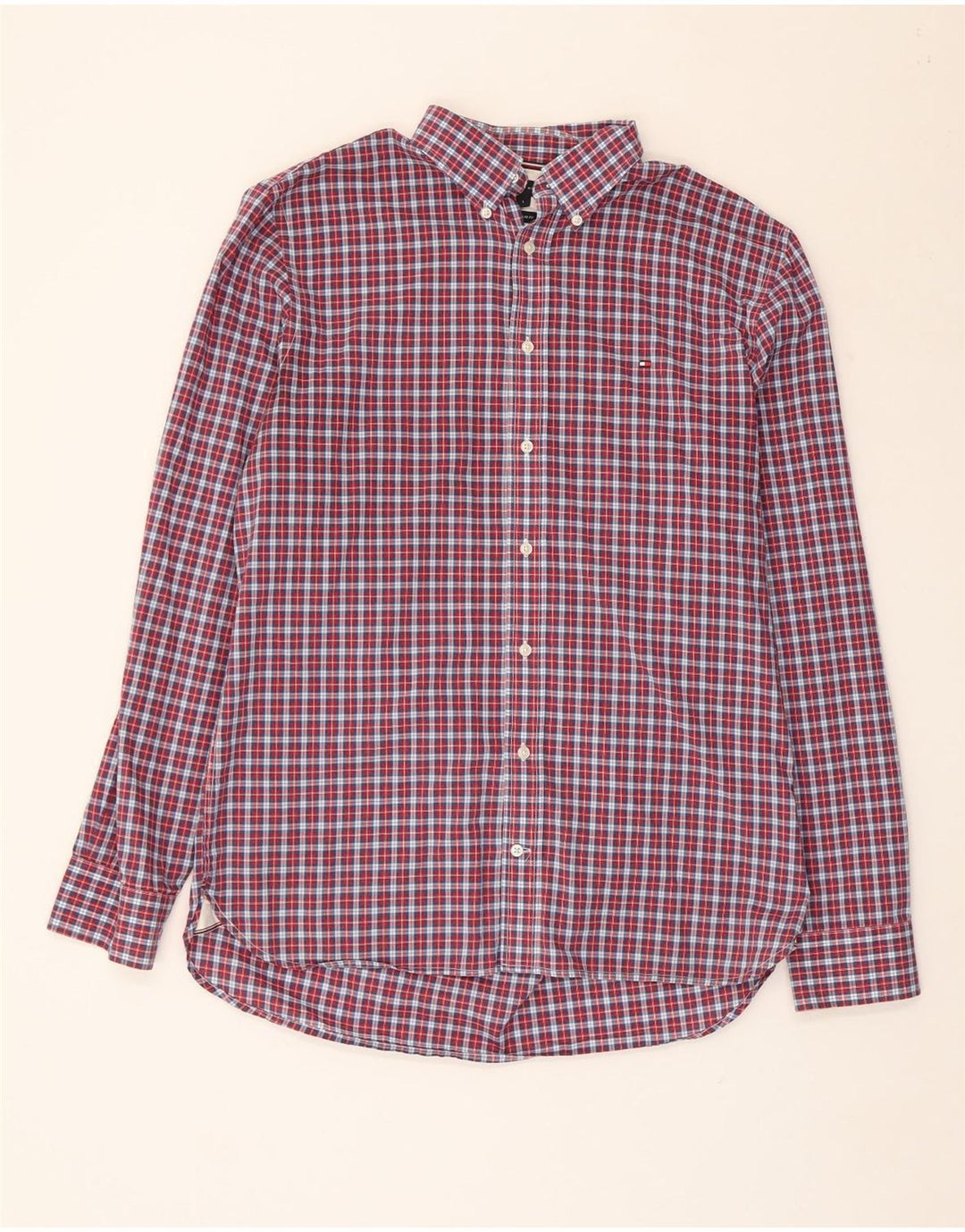 Camisa Tommy Hilfiger de corte regular para hombre de algodón a cuadros rojos grandes