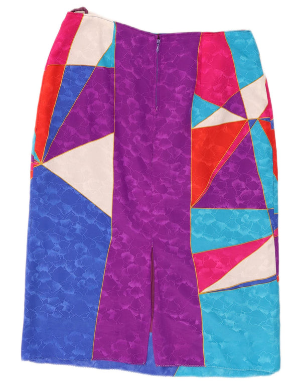 Falda recta vintage para mujer W30 medio multicolor geométrico