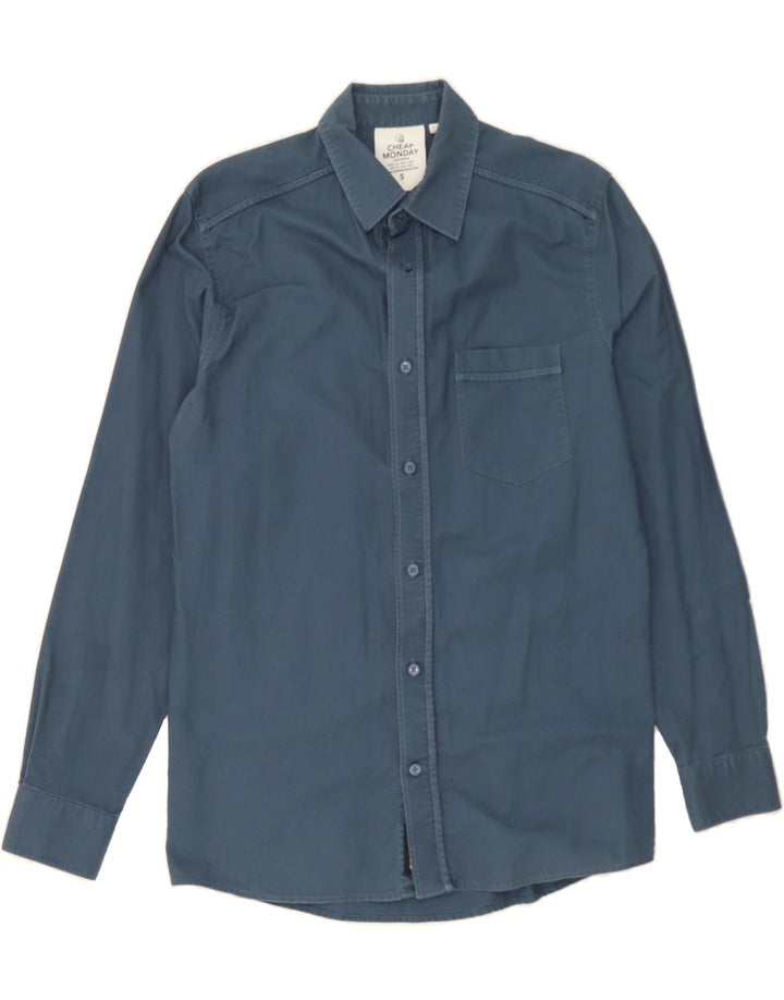 CHEAP MONDAY Mens Shirt Small Navy Blue Cotton Vintage Cheap Monday and Second-Hand Cheap Monday from Messina Hembry 