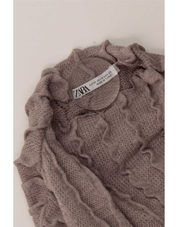 Zara Vestido largo sin mangas para mujer, talla 40, color gris medio