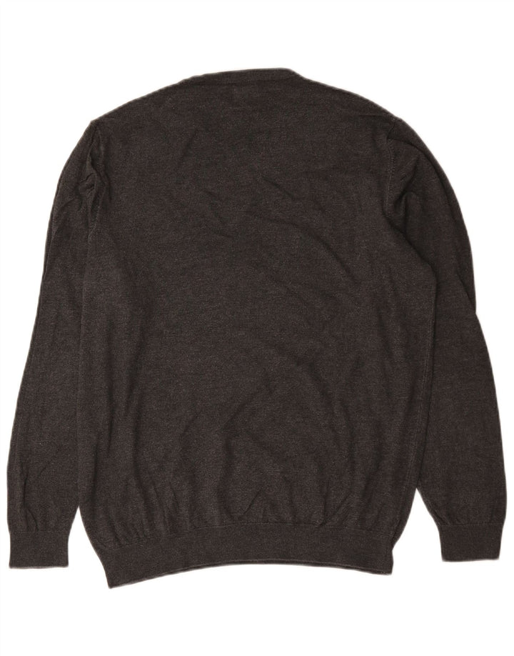 Zara Jersey con cuello redondo para mujer, talla 44, viscosa moteada en gris medio