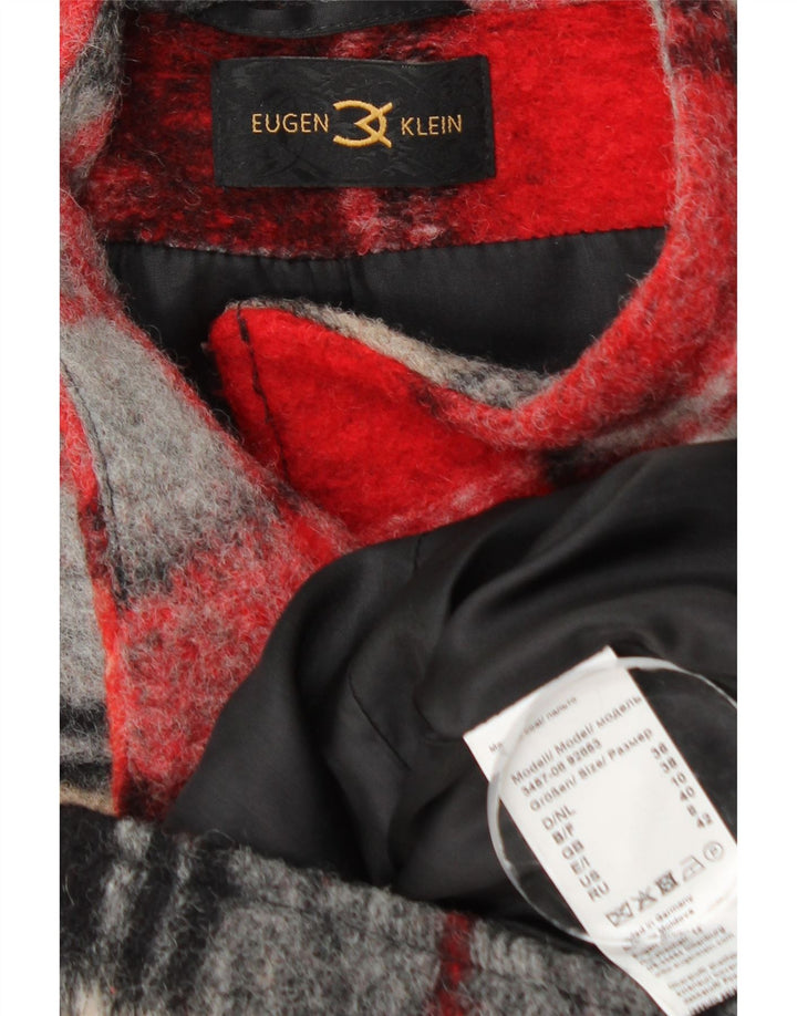 Eugen Klein Abrigo para mujer UK 10 Small Lana a cuadros multicolor