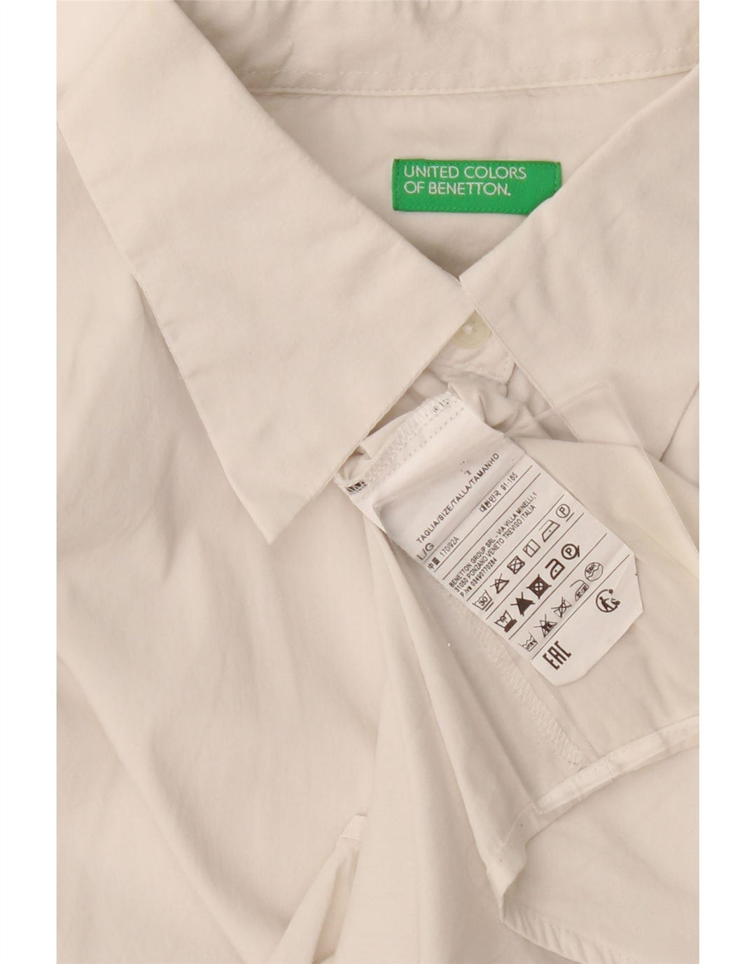Camisa Benetton Mujer ES 46 Grande Algodón Blanco