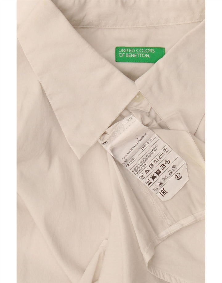 Camisa Benetton Mujer ES 46 Grande Algodón Blanco