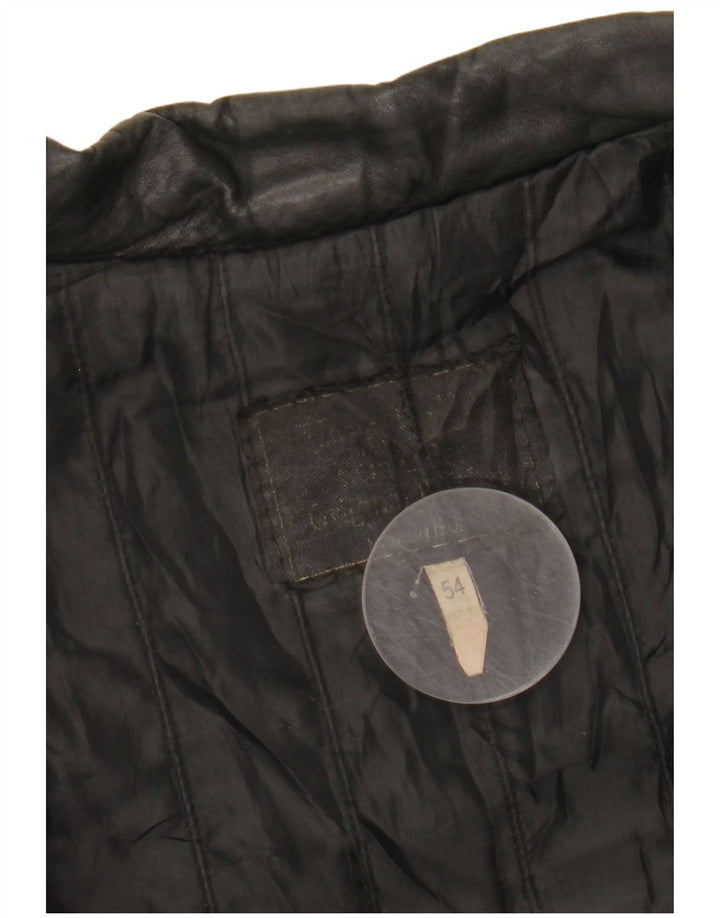 VINTAGE Chaqueta de cuero para mujer IT 54 3XL Negro