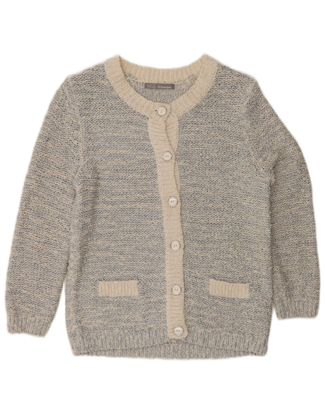 Marks & Spencer - Cárdigan para mujer, talla 40, talla mediana, color plateado