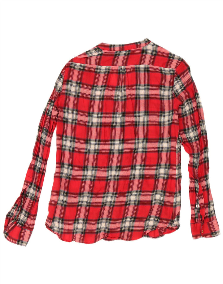 Zara Mujer Jersey Camisa UK 6 XS Rojo Cuadros Algodón