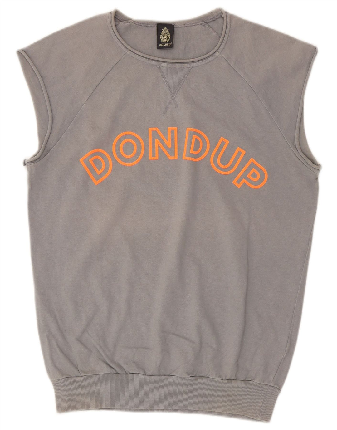 Dondup Hombre Sudadera Estampada Sin Mangas Jersey De Algodón Gris Medio
