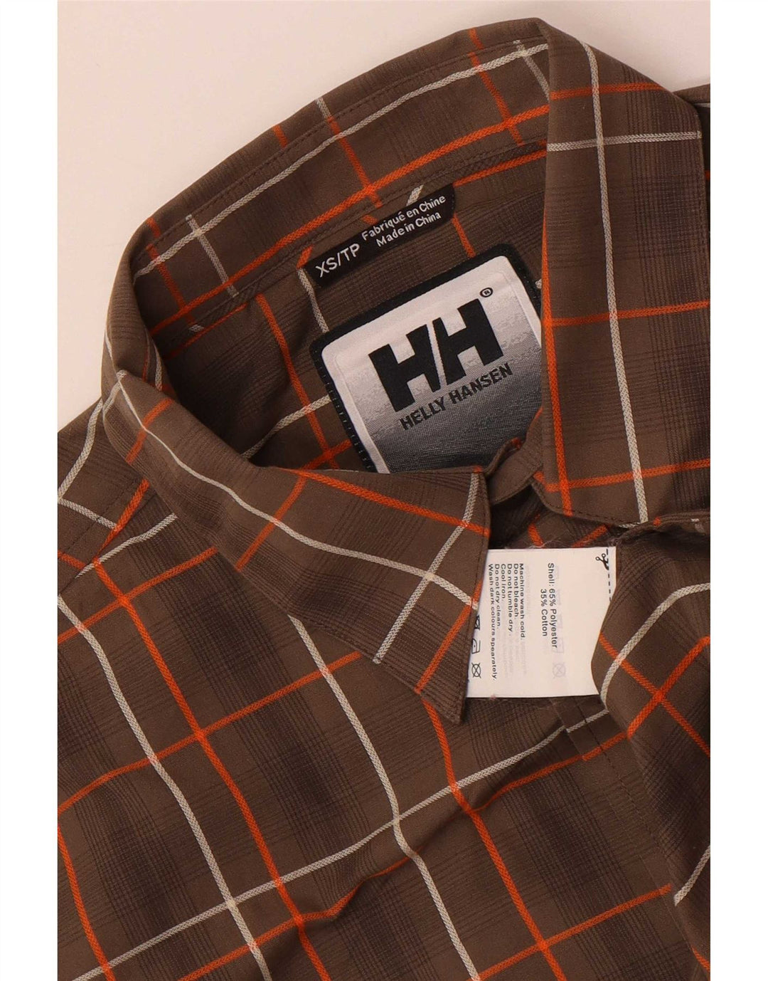 Helly Hansen Camisa De Manga Corta Hombre XS Marrón Cuadros Poliéster