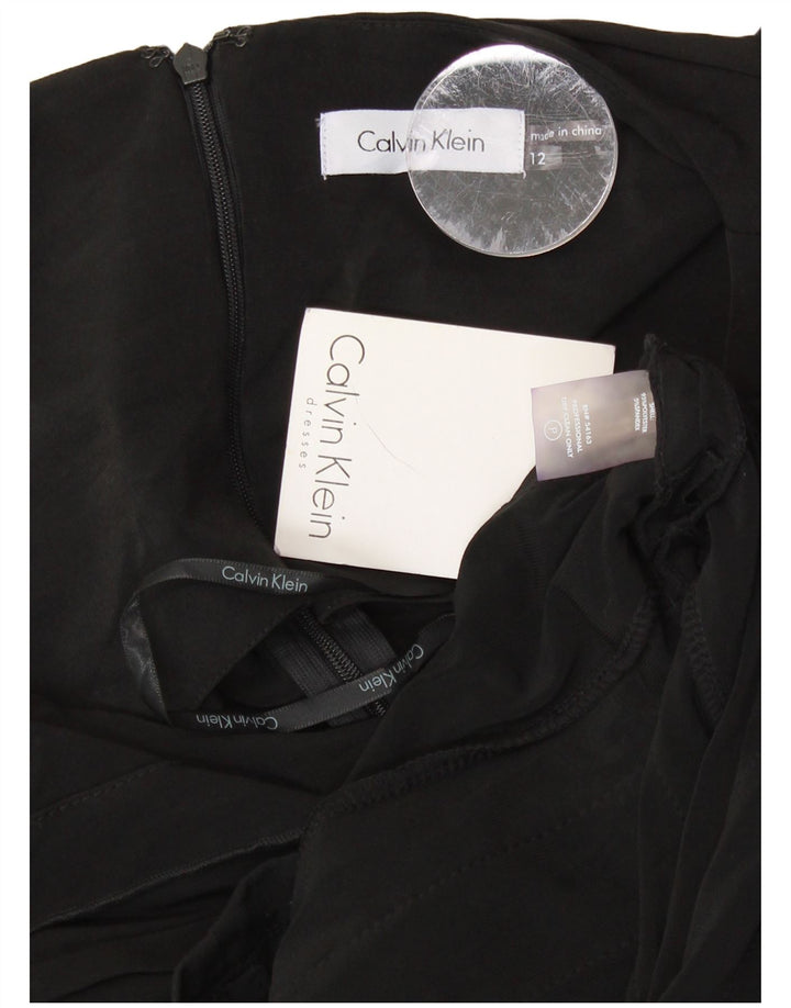 CALVIN KLEIN Vestido sin mangas para mujer US 12 Grande Poliéster negro