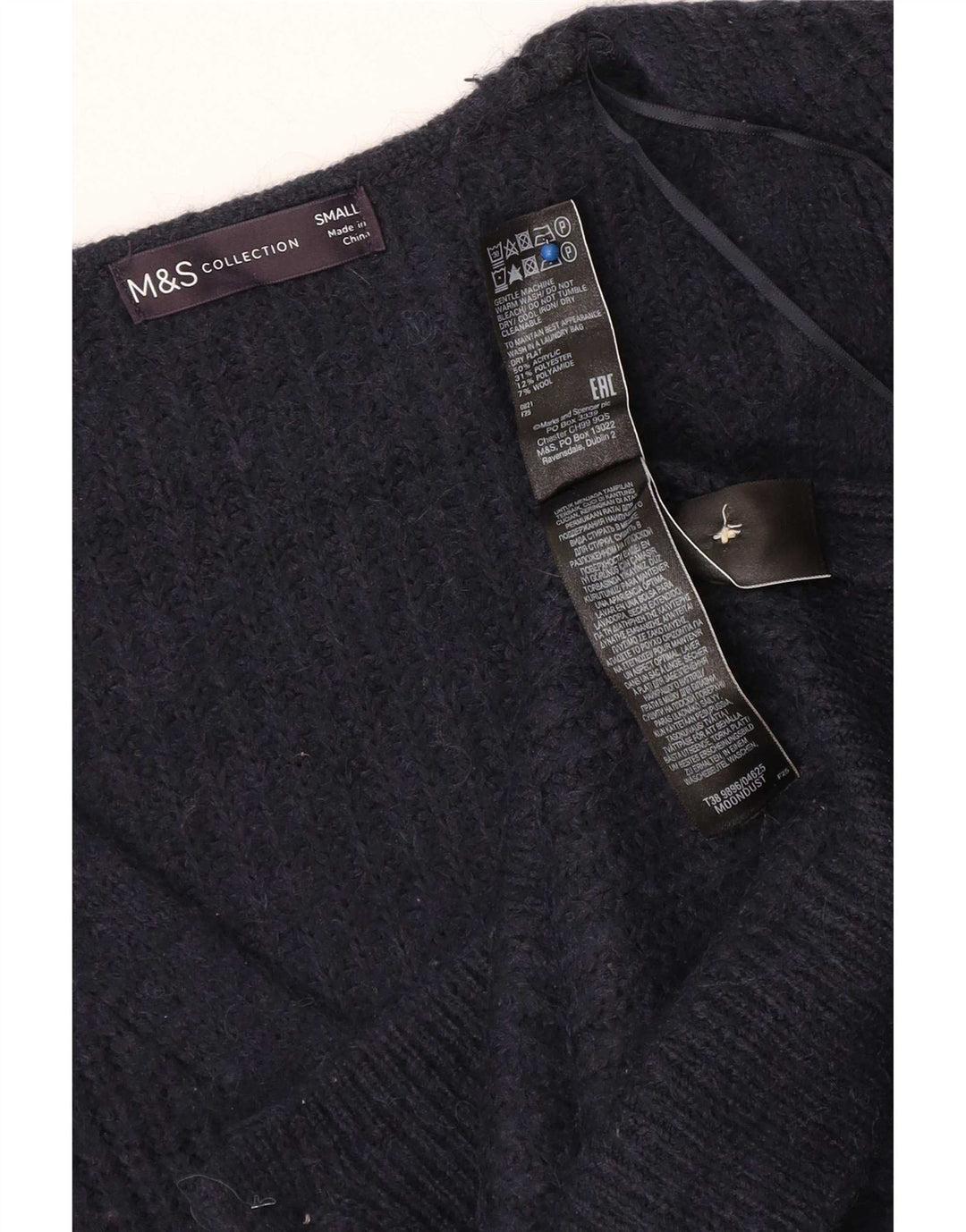 Marks & Spencer Suéter tipo cárdigan extragrande para mujer UK 10 Small Azul marino