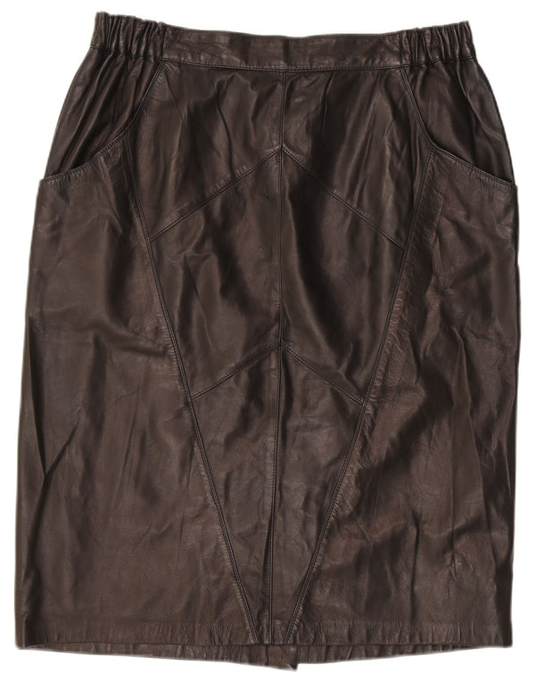 Falda de cuero vintage para mujer W32 cuero negro grande