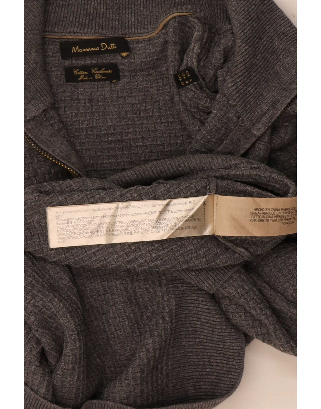 Massimo Dutti Hombre Jersey Con Cremallera En El Cuello Algodón Gris Medio