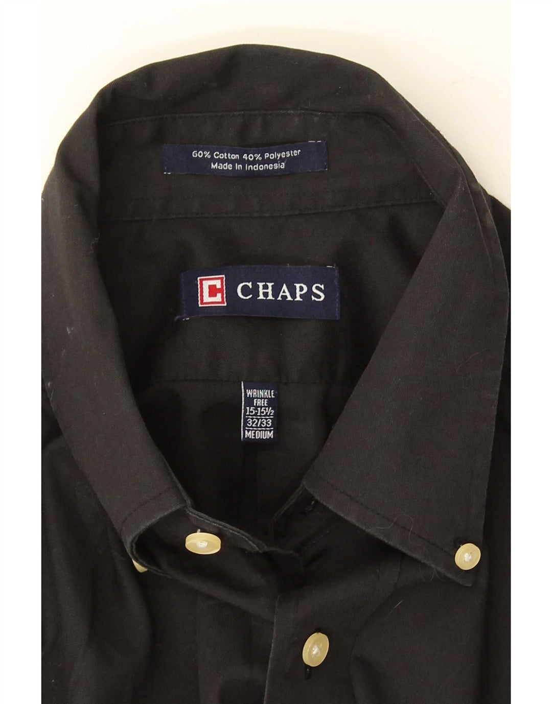 Chaps Camisa para hombre talla 15 1/2 mediana algodón negro