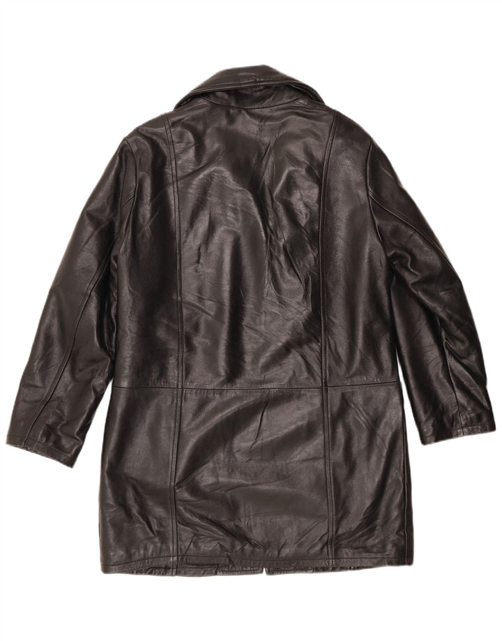 Abrigo de cuero vintage para mujer IT 44 Medio Negro