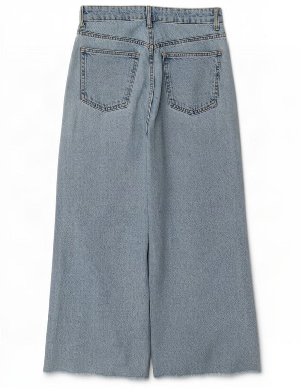 Zara Vaqueros de pierna ancha y cintura alta para mujer EU 36 XS W26 L25 Algodón azul