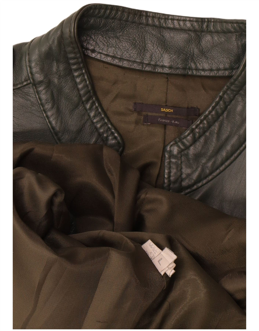 Sasch Chaqueta de cuero corta militar para mujer Reino Unido 44 Verde grande