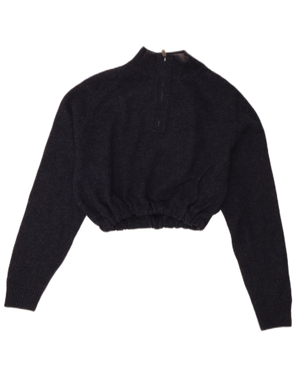 Marks & Spencer Suéter corto con cuello y cremallera para mujer UK 44 Medium Azul marino